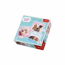 Trefl (34809): Puzzle 3w1: Słodkie kotki. Szare bez kategorii Trefl, retro. Za 13.49 zł.