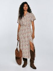 BIG STAR Sukienka w kolorze kremowym rozmiar: XL. Brązowe sukienki damskie Big Star, bez wzorów, z tkaniny, retro, bez ramiączek. Za 144.99 zł.