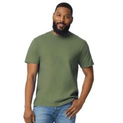 Bawełniana Lekka Koszulka Unisex Dla Dorosłych. Zielone bluzki damskie GILDAN, xl, bez wzorów, z bawełny, sportowe, bez kołnierzyka, bez ramiączek. Za 32.99 zł.