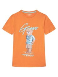 Guess T-Shirt L6GI09 K8HM4 Pomarańczowy Regular Fit. Brązowe t-shirty i koszulki chłopięce Guess, z aplikacjami, z bawełny, bez kołnierzyka, bez ramiączek. Za 119.99 zł.