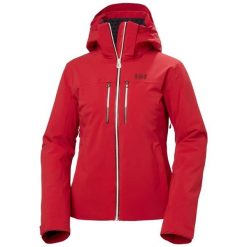 Damska kurtka narciarska Helly Hansen Alphelia Lifaloft. Czerwone kurtki sportowe damskie Helly Hansen, bez wzorów, bez kaptura. Za 2,217.00 zł.