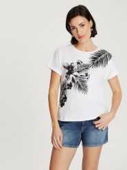 Cross Jeans Koszulka w kolorze białym rozmiar: XL. Białe bluzki damskie Cross Jeans, xl, bez wzorów, z bawełny, bez kołnierzyka, bez ramiączek. Za 65.85 zł.