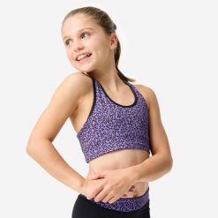 Stanik gimnastyczny Domyos. Czarne body i gorsety DOMYOS, bez wzorów, z elastanu. Za 49.99 zł.