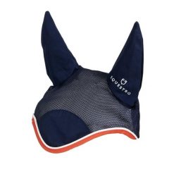 Czapka przeciw owadom dla konia z białym wykończeniem Equestro. Czerwone czapki damskie EQUESTRO, z aplikacjami, z bawełny. Za 65.90 zł.