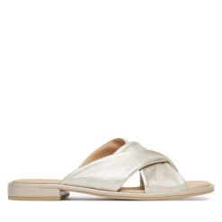 Klapki Caprice. Żółte klapki damskie Caprice, bez wzorów, bez obcasa, bez zapięcia. Za 299.99 zł.