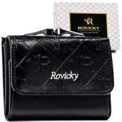 Portfel damski Rovicky RPX-32-PMT czarny. Czarne portfele damskie ROVICKY, bez wzorów, ze skóry. Za 50.00 zł.