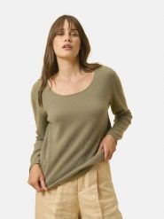 Just Cashmere Kaszmirowy sweter "Fiona" w kolorze khaki rozmiar: L. Brązowe swetry klasyczne damskie Just Cashmere, l, z kaszmiru, bez kołnierzyka. Za 361.99 zł.