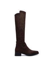 MICHAEL Michael Kors Kozaki Lex Boot 40F6LXMB1S Brązowy ciemny. Brązowe kozaki damskie MICHAEL Michael Kors, z materiału, bez obcasa, na płaskiej podeszwie, bez zapięcia. Za 879.99 zł.