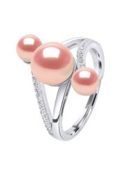 Mitzuko Srebrny pierścionek z perłami rozmiar: onesize. Szare pierścionki damskie Mitzuko, z cyrkonią, srebrne. Za 304.99 zł.