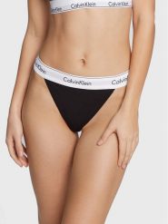 Calvin Klein Underwear Stringi 000QF7013E Czarny. Czarne stringi Calvin Klein Underwear, bez wzorów, z bawełny. Za 89.99 zł.