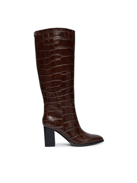 Guess Kozaki FLFPER LEP11 Brązowy. Brązowe kozaki damskie Guess, ze skóry, bez obcasa, na słupku, bez zapięcia. Za 1,269.00 zł.