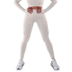 Techniczne legginsy z efektem push-up i idealną sylwetką. Białe legginsy damskie R-EVENGE, s, bez wzorów, z elastanu. Za 195.88 zł.