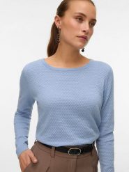 Vero Moda Sweter w kolorze błękitnym rozmiar: S. Niebieskie swetry klasyczne damskie Vero Moda, s, z bawełny, bez kołnierzyka. Za 82.99 zł.