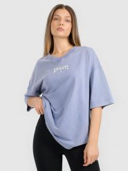 4F T-shirt oversize z nadrukiem damski - granatowy L. Niebieskie koszulki sportowe damskie 4F, l, bez wzorów, z dzianiny, bez ramiączek. Za 79.99 zł.