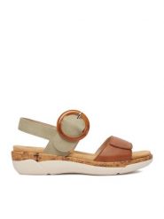 Remonte Sandały CEO-R6853-24 Zielony. Zielone sandały damskie Remonte, bez wzorów, ze skóry, bez obcasa, na płaskiej podeszwie, bez zapięcia. Za 349.99 zł.