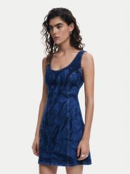 Desigual Sukienka jeansowa 25SWVD01 Granatowy Slim Fit. Niebieskie sukienki damskie Desigual, bez wzorów, z bawełny, bez ramiączek. Za 309.99 zł.