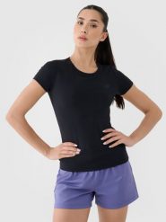 4F Koszulka treningowa szybkoschnąca damska - czarna L. Czarne koszulki sportowe damskie 4F, l, bez wzorów, z dzianiny, bez ramiączek, na fitness i siłownię. Za 79.99 zł.