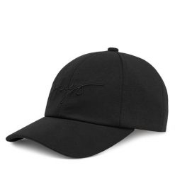 Czapka z daszkiem HUGO. Czarne czapki z daszkiem damskie Hugo, bez wzorów. Za 129.99 zł.