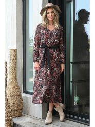 Bleu d'Azur Sukienka "Jemi" w kolorze antracytowo-czerwonym rozmiar: 42. Czarne sukienki damskie Bleu d'Azur, w ażurowe wzory, klasyczne, bez ramiączek. Za 96.60 zł.