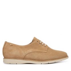 Półbuty Tamaris. Brązowe półbuty damskie Tamaris, bez wzorów, bez obcasa, na płaskiej podeszwie, bez zapięcia. Za 399.99 zł.