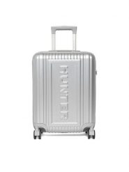 Hunter Walizka kabinowa CEO-HUNTER-S-002-08-SILVER Srebrny. Szare walizki Hunter, bez wzorów, z tworzywa sztucznego. Za 299.99 zł.
