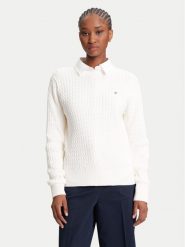 Tommy Hilfiger Sweter Fine WW0WW44993 Écru Regular Fit. Swetry klasyczne damskie Tommy Hilfiger, m, z bawełny, bez kołnierzyka. Za 559.99 zł.