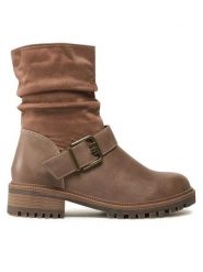 Clara Barson Botki WS5600-11 Brązowy. Brązowe botki damskie Clara Barson, ze skóry, bez obcasa, na płaskiej podeszwie, bez zapięcia. Za 99.99 zł.