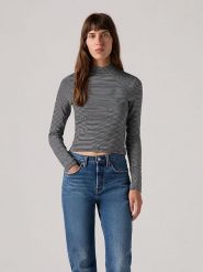 Levi's Koszulka w kolorze granatowo-białym rozmiar: S. Niebieskie koszulki damskie Levi's, s, bez wzorów, bez kołnierzyka, bez ramiączek. Za 83.22 zł.