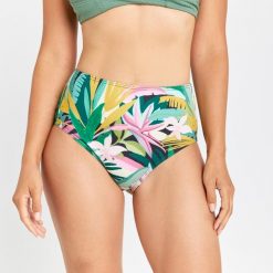 Dół kostiumu kąpielowego surfingowego damski Olaian Romi Tropical. Bikini OLAIAN, bez wzorów, z elastanu. W wyprzedaży za 39.99 zł.
