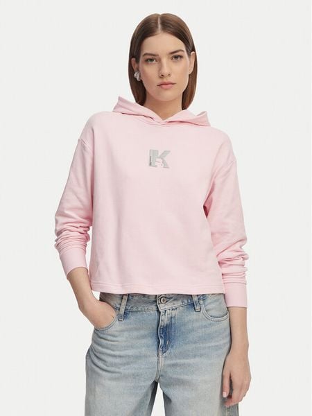 Karl Lagerfeld Jeans Bluza B2W20037 Różowy jasny Regular Fit. Czerwone bluzy damskie Karl Lagerfeld Jeans, l, bez wzorów, z jeansu, bez kaptura. Za 501.99 zł.