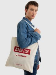 Torba bawełniana unisex GdaŅsk 102. Białe torby podróżne Big Star, z bawełny, na ramię, z nadrukiem, bez dodatków. Za 4.99 zł.