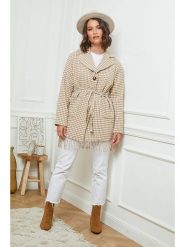 Curvy Lady Płaszcz przejściowy w kolorze beżowym rozmiar: 48/50. Brązowe płaszcze damskie Curvy Lady, bez wzorów, z tkaniny, bez kaptura. Za 144.92 zł.