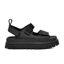 Sandały Ugg Australian W Złotym Świecie Damskie. Czarne sandały damskie Ugg, bez wzorów, z materiału, bez obcasa, na platformie, bez zapięcia. Za 529.99 zł.