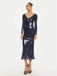 BARDOT Sukienka koktajlowa 58859DB Granatowy Regular Fit. Niebieskie sukienki damskie Bardot, bez wzorów, z syntetyku, wizytowe, bez ramiączek. Za 399.99 zł.