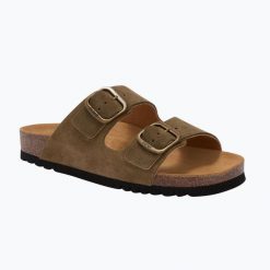 Klapki damskie Scholl Josephine Suede. Zielone klapki damskie Scholl, bez wzorów, z materiału, bez obcasa, bez zapięcia. Za 409.99 zł.