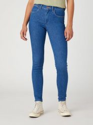 Wrangler Dżinsy "Eye Love You" - Skinny fit - w kolorze niebieskim rozmiar: W28/L32. Niebieskie jeansy damskie Wrangler, z podwyższonym stanem. Za 144.58 zł.