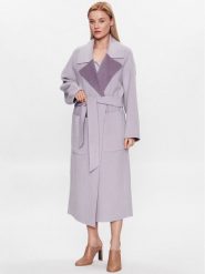 Calvin Klein Płaszcz wełniany K20K205855 Fioletowy Regular Fit. Fioletowe płaszcze damskie Calvin Klein, na zimę, bez wzorów, z wełny, bez kaptura. Za 2,389.00 zł.