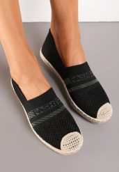 Czarne Espadryle z Plecioną Cholewką przed Kostkę Mokosa. Czarne espadryle damskie Renee, z aplikacjami, bez obcasa, na płaskiej podeszwie. Za 59.99 zł.