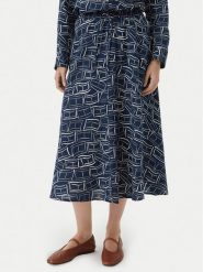 Tommy Hilfiger Spódnica midi WW0WW50753 Granatowy Regular Fit. Niebieskie spódnice damskie Tommy Hilfiger, m, bez wzorów, ze lnu, midi. Za 529.99 zł.