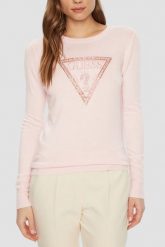 GUESS Różowy damski sweter Ivory. Czerwone swetry klasyczne damskie Guess, s, bez kołnierzyka. W wyprzedaży za 323.99 zł.