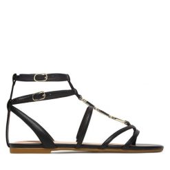 Sandały Liu Jo. Czarne sandały damskie Liu Jo, bez wzorów, bez obcasa, na płaskiej podeszwie, bez zapięcia. Za 559.99 zł.