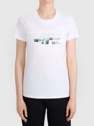 4F Koszulka w kolorze białym rozmiar: M. Białe bluzki damskie 4F, m, bez wzorów, z bawełny, bez kołnierzyka, bez ramiączek. Za 26.99 zł.