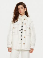 Tommy Hilfiger Koszula jeansowa WW0WW43728 Biały Relaxed Fit. Białe koszule damskie Tommy Hilfiger, bez wzorów, z bawełny, bez kołnierzyka, bez ramiączek. Za 419.99 zł.