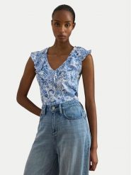 LAUREN RALPH LAUREN Bluzka 200P13316001 Niebieski jasny Slim Fit. Niebieskie bluzki damskie Lauren Ralph Lauren, m, bez wzorów, z bawełny, bez kołnierzyka, bez ramiączek. Za 729.99 zł.