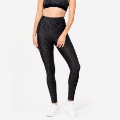 Legginsy fitness damskie Domyos. Brązowe legginsy damskie DOMYOS, l, bez wzorów, z elastanu. Za 69.99 zł.