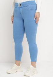 Niebieskie Spodnie Skinny z Kieszeniami Afrina. Niebieskie rurki damskie Born2be, bez wzorów, z jeansu. Za 49.99 zł.