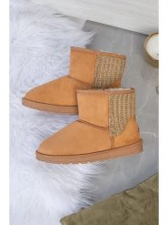 ISLAND BOOT Botki zimowe "Tenny" w kolorze jasnobrązowym rozmiar: 36. Brązowe botki damskie Island Boot, na zimę, z materiału, bez obcasa, bez zapięcia. Za 118.01 zł.