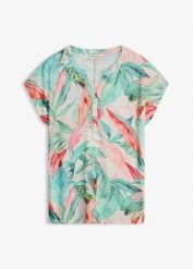 T-shirt z miękkiej mieszanki wiskozy. Zielone t-shirty damskie bonprix, bez wzorów, z wiskozy, bez kołnierzyka. Za 87.99 zł.