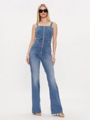 Guess Kombinezon Mariposa W4GD0O D5B42 Niebieski Regular Fit. Niebieskie sukienki damskie Guess, z aplikacjami, z bawełny, bez ramiączek. Za 449.99 zł.