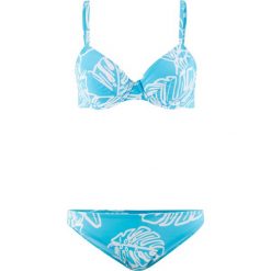 Bikini na fiszbinach (2 części) bonprix turkusowo-biały. Niebieskie bikini bonprix. Za 59.99 zł.